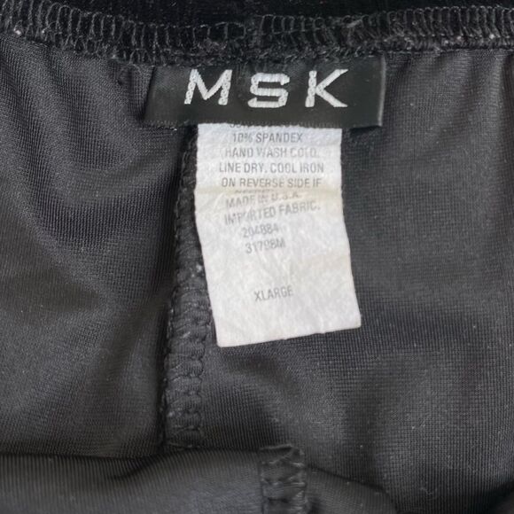 MSK Black Stretch Velvet Velour Elastic Waist Straight Leg Pants Womens Size XL - Picture 6 of 13